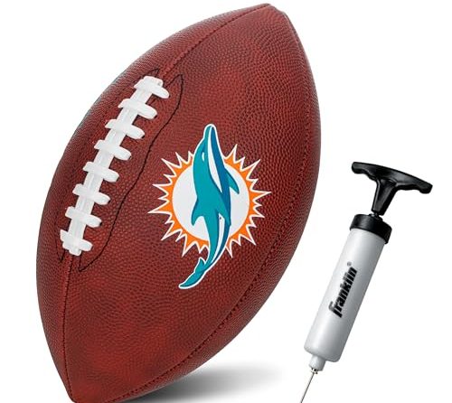 Franklin Sports NFL Miami Dolphins Football – Youth Junior Size Football for Kids – Official NFL Team Logo + Colors Youth Football – Kids NFL Fan Shop Football