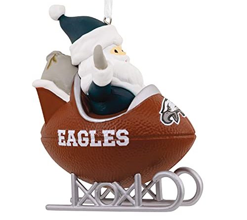 Hallmark Philadelphia Eagles Santa Football Sled Christmas Ornament, NFL Tree Decoration and Sports Fan Gift