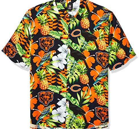 FOCO Chicago Bears NFL Mens Floral Button Up Shirt – L