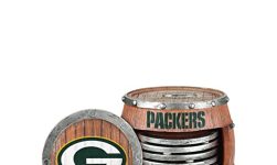 FOCO Green Bay Packers NFL 5 Pack Barrel Coaster Set