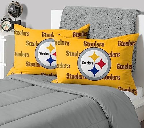 FOCO Pittsburgh Steelers NFL Team Color Big Logo Standard 2 Pack Pillowcases