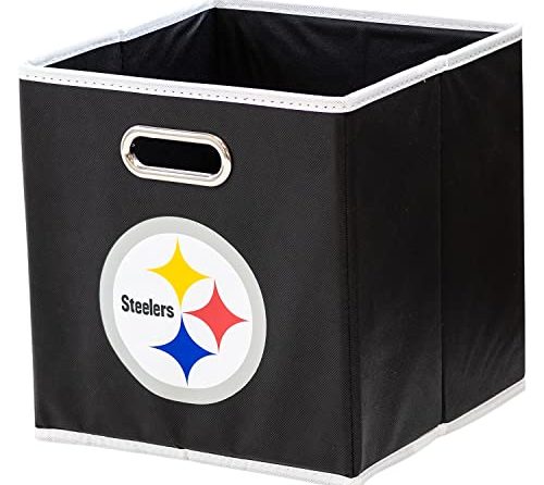 Franklin Sports NFL Pittsburgh Steelers Collapsible Storage Bin NFL Folding Cube Storage Container Fits Bin Organizers Fabric NFL Team Storage Cubes One Size