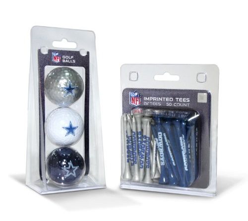 Team Golf NFL Dallas Cowboys 3 Golf Balls And 50 Golf Tees Logo Imprinted Golf Balls (3 Count) & 2-3/4″ Regulation Golf Tees (50 Count), Multi Colored