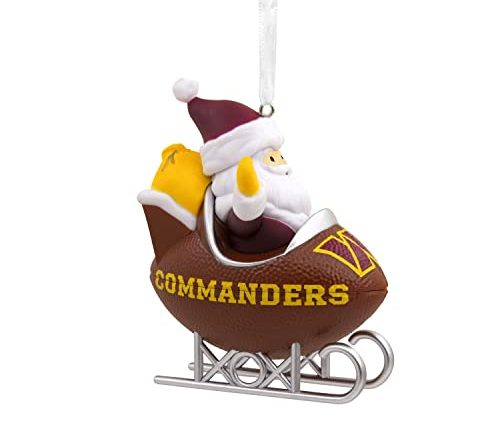 Hallmark Washington Commanders Santa Football Sled Christmas Ornament, NFL Tree Decoration and Sports Fan Gift