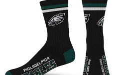 FBF – Official NFL 2 Stripe Adult Team Logo & Colors Crew Dress Socks Footwear for Men and Women Game Day Apparel – Philadelphia Eagles Medium 5-10