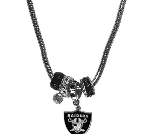 NFL Oakland Raiders Euro Bead Necklace black, 18-Inch