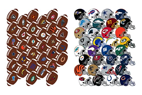 AcAliA 64 Pcs Sports Stickers,Football Stickers,32 Ball Stickers+32 Helmet Stickers,Hydroflask Bottles Waterproof Vinyl Stickers(Ball&Helmet)