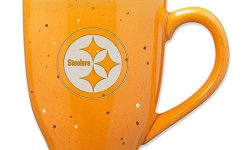 Rico Industries NFL Pittsburgh Steelers Primary 16 oz Yellow Laser Engraved Ceramic Coffee Mug