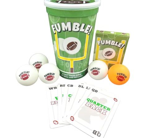 ThunderMouse Games Fumble! Football Card and Pong Game for Adults and Kids 6+ | Cup Pong Game | Fun Game | Football Card Game