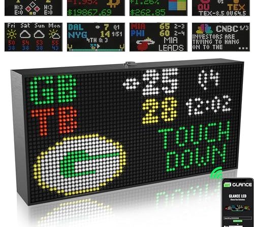 PANELFI Glance LED – The All-in-One LED Ticker, Digital Clock, Retro Display, Real-Time Smart Clock, Weather, Sports, Stocks, News, Trivia, Custom Messaging and More, All at a Glance, WiFi Enabled