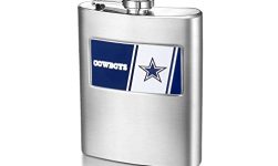 NFL Dallas Cowboys 8-Ounce Matte Finished Stainless Steel Hip Flask with Rectangular Team Emblem and Funnel