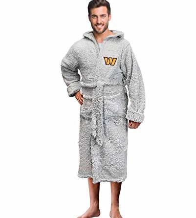 Northwest NFL Plush Hooded Robe with Pockets – 100% Polyester Sherpa Blend – Unisex- Relaxation and Style with Game Day Flair