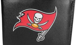 NFL Siskiyou Sports Mens Tampa Bay Buccaneers Bi-fold Leather Wallet Large Logo One Size Black