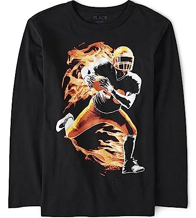The Children’s Place Boys’ Long Sleeve Sports Graphic T-Shirt, Football Player