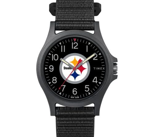 Timex Men’s NFL Pride 40mm Watch – Pittsburgh Steelers with Black FastWrap Strap