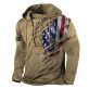 RTTUIOP Sweatshirts for Men Long Sleeve Outdoor Military Tactical Retro Distressed American Flag Print LaceUp Pullover Hooded shirt