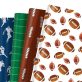 Bolsome 12 Sheets 27 * 20 Inches Football Wrapping Paper, Brown Rugby Ball Green Football Field Gift Wrap Paper for Birthday Sport Themed Party Super Bowl Party DIY Craft