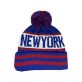 New York Vintage Classic Skull Cap Beanie Hat Cuffed Winter Hat Knit Blue&Red