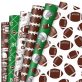 AnyDesign 12 Sheet Rugby Wrapping Paper Football Helmet Gift Wrap Paper Bulk White Green Brown Art Paper for DIY Crafts Sport Events Wedding Birthday Gift Packing, 19.7 x 27.6 Inch, Folded Flat