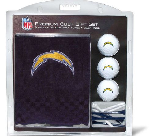 Team Golf NFL San Diego Chargers Gift Set: Embroidered Golf Towel, 3 Golf Balls, and 14 Golf Tees 2-3/4″ Regulation, Tri-Fold Towel 16″ x 22″ & 100% Cotton