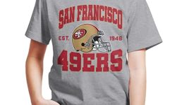 Junk Food Clothing x NFL – San Francisco 49ers – Team Helmet – Kids Short Sleeve T-Shirt for Boys and Girls – Size X-Large
