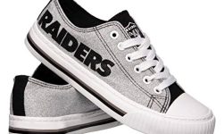 FOCO Las Vegas Raiders NFL Womens Glitter Low Top Canvas Shoes – 8