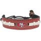 NFL SAN Francisco 49ERS Unisex Leather Football Bracelet Pebble-Grain & Football Stitches for Gift or Game Day Comfortable & Adjustable