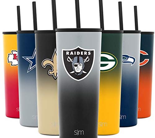Simple Modern Officially Licensed NFL Las Vegas Raiders Insulated Tumbler with Straw and Flip Lids | Gifts for Men and Women 24oz Travel Mug Thermos | Classic Collection | Las Vegas Raiders