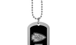 NFL Siskiyou Sports Fan Shop Kansas City Chiefs Chrome Tag Necklace 26 inch Black