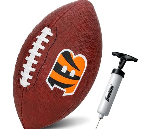 Franklin Sports NFL Cincinnati Bengals Football – Youth Junior Size Football for Kids – Official NFL Team Logo + Colors Youth Football – Kids NFL Fan Shop Football