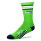 For Bare Feet NFL Youth 4 Stripe Deuce Crew Sock, Seattle Seahawks, One Size