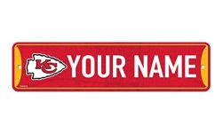 Rico Industries NFL Football Kansas City Chiefs Primary Personalized Metal Street Sign 4″ x 15″ Home Décor – Bedroom – Office – Man Cave