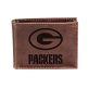 Evergreen Team Sports America NFL Green Bay Packers Brown Wallet | Bi-Fold | Officially Licensed Stamped Logo | Made of Leather | Money and Card Organizer | Gift Box Included