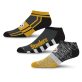 For Bare Feet NFL PITTSBURGH STEELERS Stripe Stack 3 Pack Ankle Sock Team Colors Large