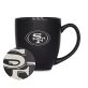 Rico Industries NFL Football San Francisco 49ers Main 15oz Laser Engraved Matte Black Ceramic Bistro Mug – For Hot or Cold Drinks