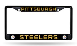 Rico Industries NFL Football Pittsburgh Steelers Black Chrome Frame with Plastic Inserts 12″ x 6″ Car/Truck Auto Accessory