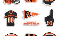 Sports Football Decoration Charms for Croc Clog Sandals for Party Favor Gifts Birthday for Boys Girls Women Men Adults Teens Kids Cartoon Sandals Decorations (bengals)