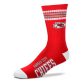 For Bare Feet NFL Youth 4 Stripe Deuce Crew Sock, Kansas City Chiefs, One Size
