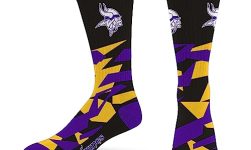 For Bare Feet NFL MINNESOTA VIKINGS Shattered Camo Crew Sock Team Color Large
