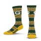 For Bare Feet NFL GREEN BAY PACKERS RMC Multi Stripe Crew Sock Team Color Large